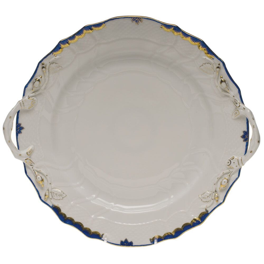 Exquisite Herend Princess Victoria 12 - inch Chop Plate with 24K Gold and Handles