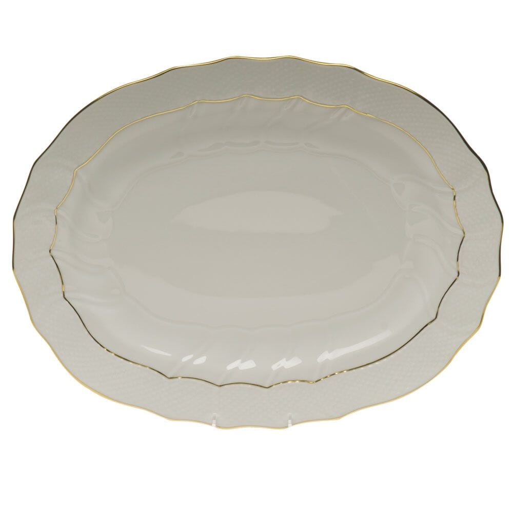 17-Inch Herend Dinnerware Platter with Golden Edge Design