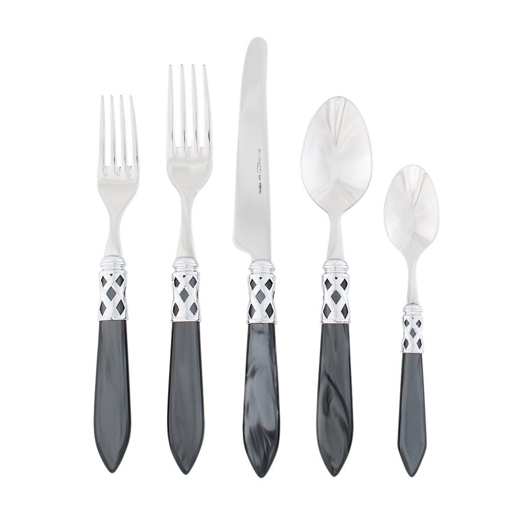 Vietri Aladdin Brilliant Stainless Steel Five-Piece Dinnerware Place Setting
