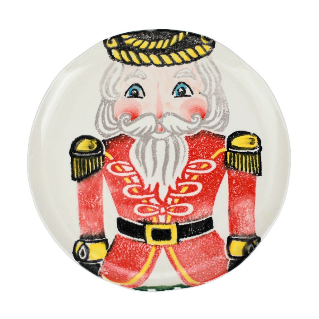 Italian Hand - painted Vietri Red Nutcrackers Design Dinner Plate for Christmas