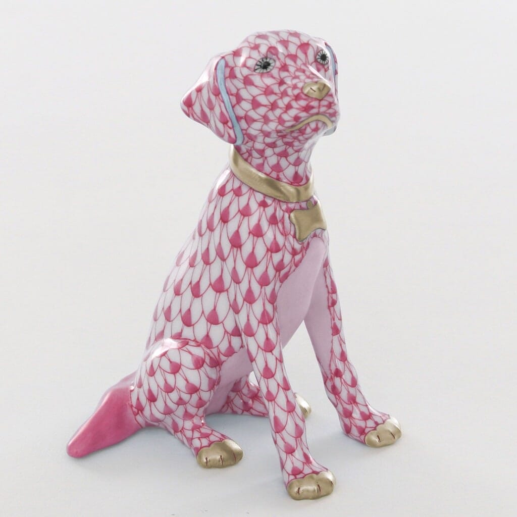 Herend Handmade Young Golden Retriever Puppy Porcelain Figurine for Dog Lovers