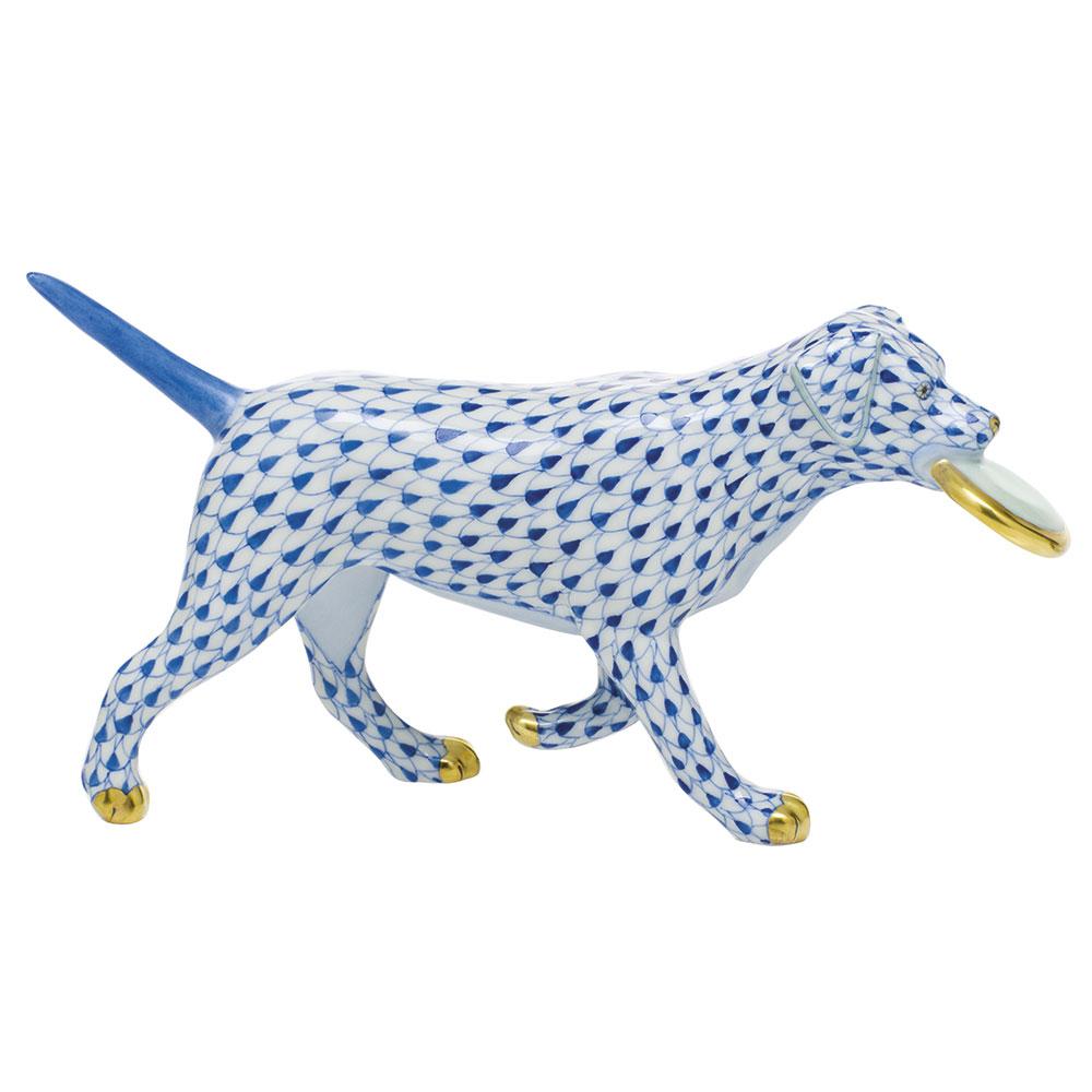 Exquisite Hand - painted Herend Porcelain Frisbee Dog Figurine for Collectors
