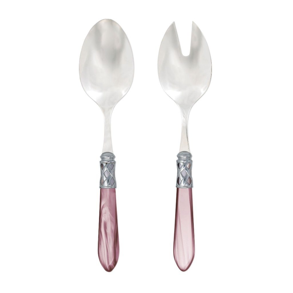 Vietri Aladdin Set of Shiny Chrome Salad Servers, Handmade in Italy