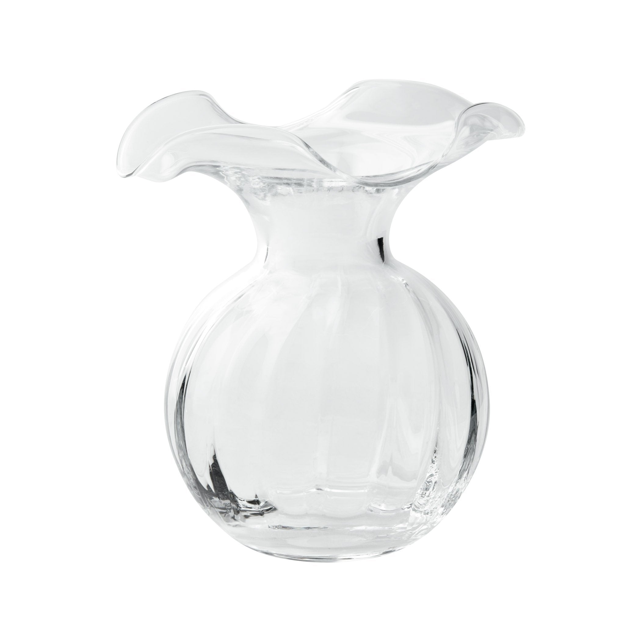 Vietri Clear Small Fluted Glass Vase Inspired by Hibiscus Flower