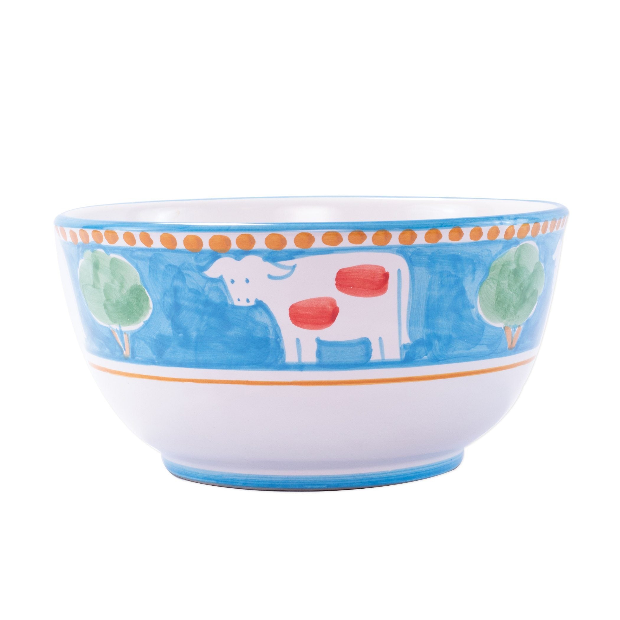 Vietri Italian Handmade Campagna Mucca Deep Serving Bowl for Dining