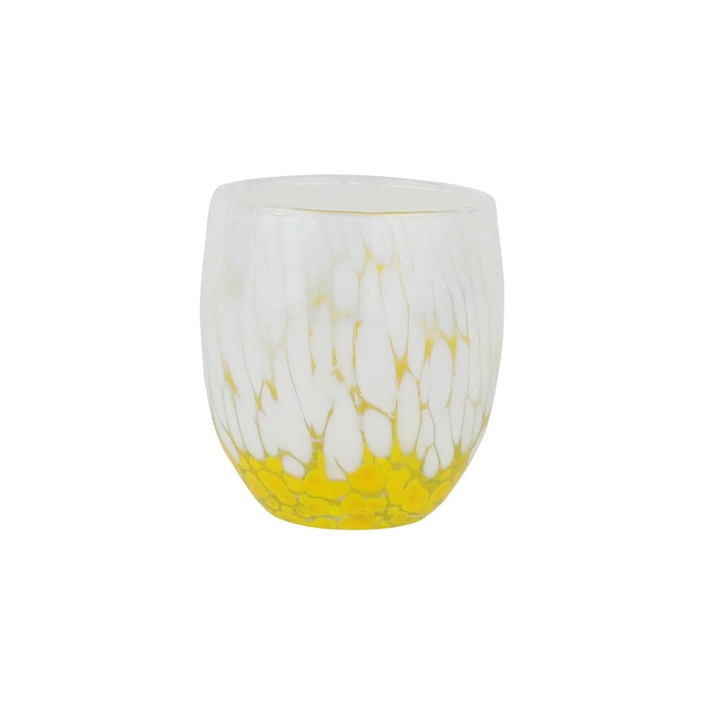 Vietri Nuvola White and Yellow Double Old Fashioned Drinking Glass
