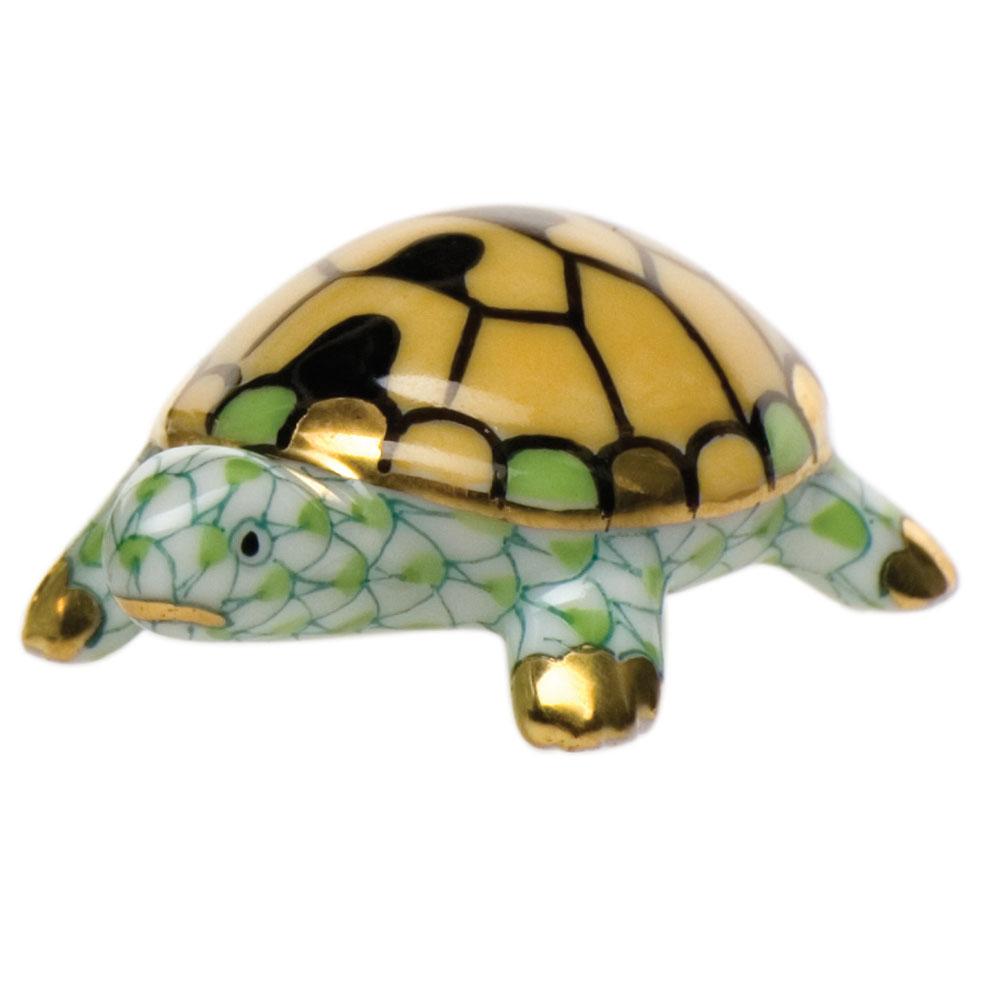 Exquisite Hand - painted Herend Tiny Turtle Porcelain Figurine