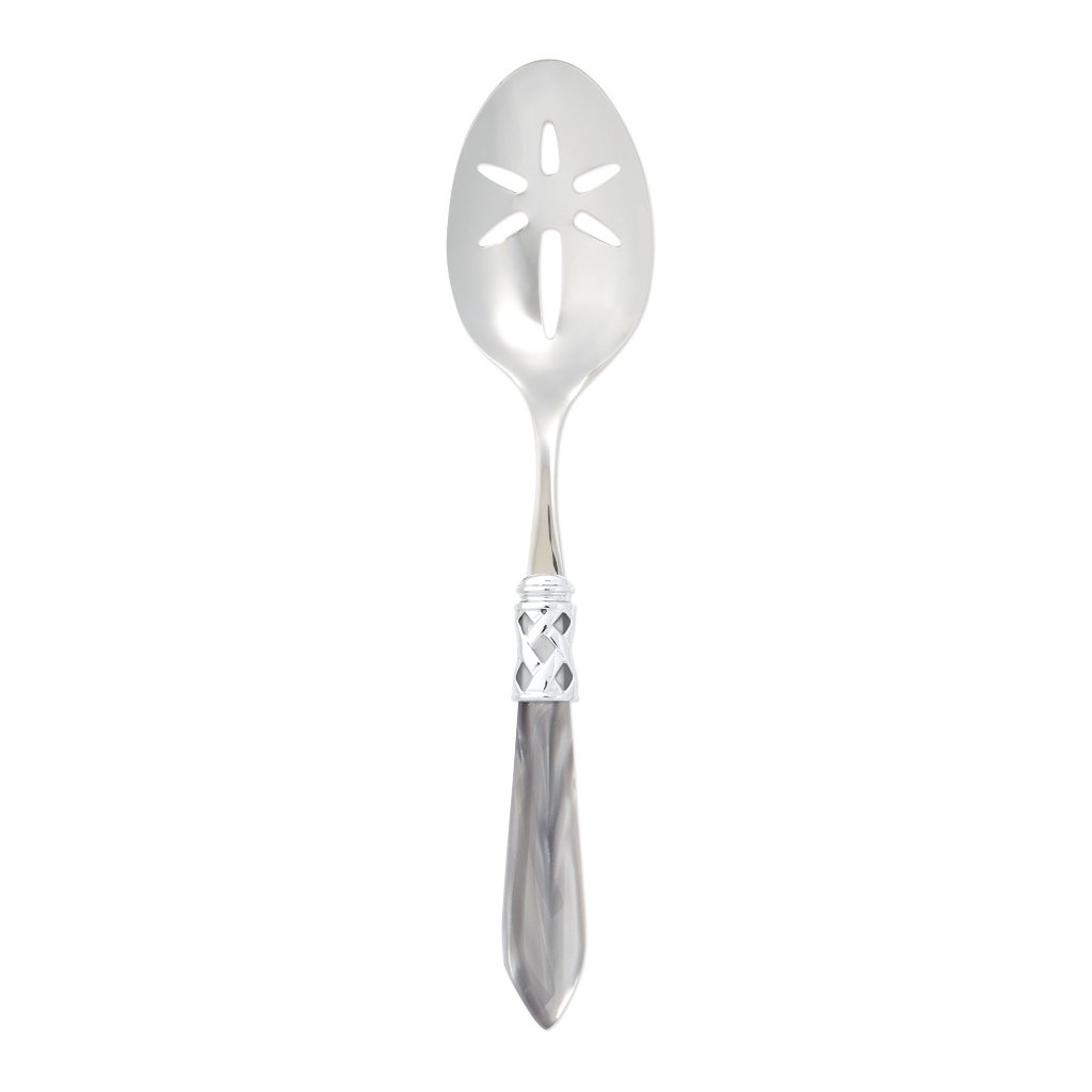 Vietri Aladdin Shiny Chrome 18/10 Stainless Steel Slotted Serving Spoon