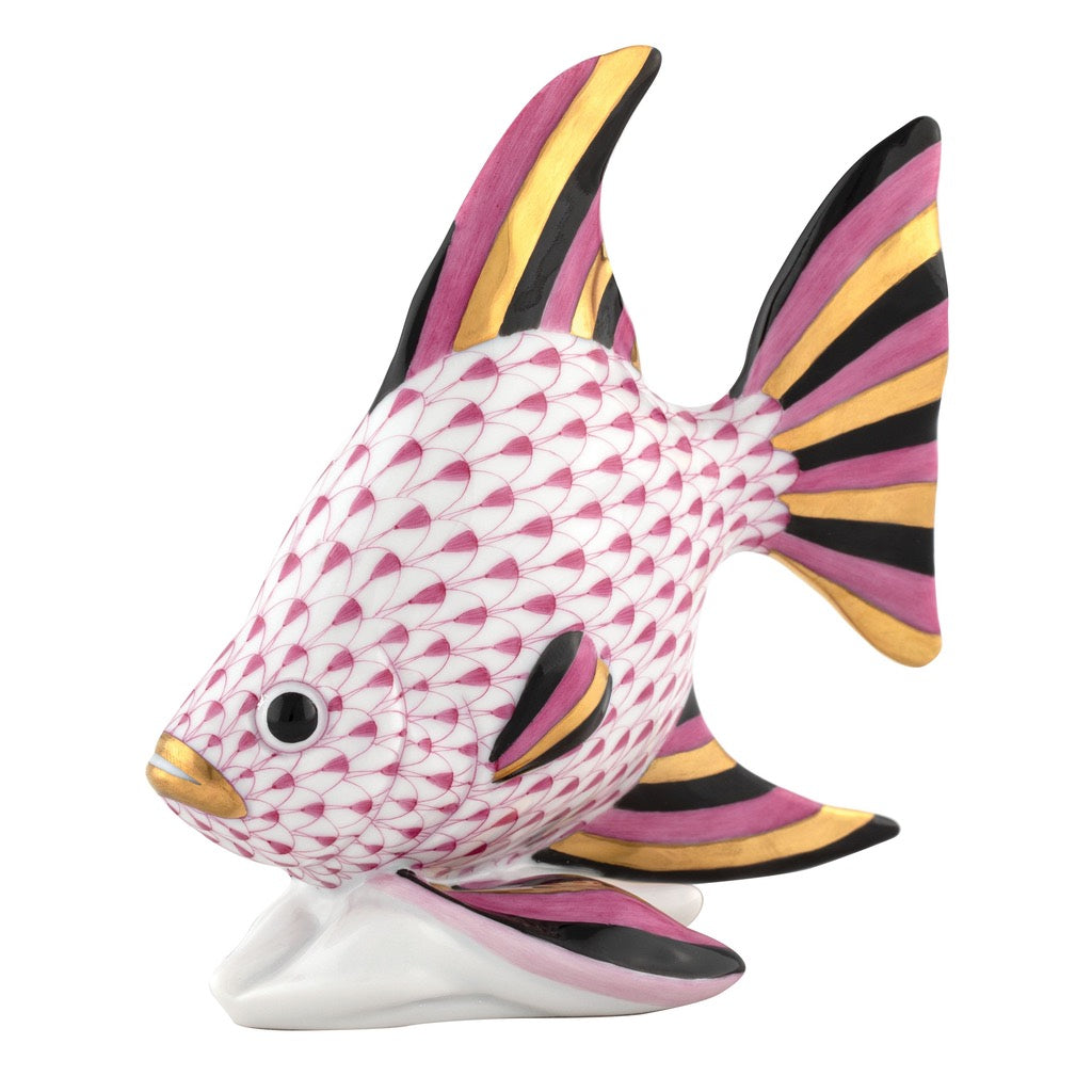 Exquisite Hand - painted Herend Angel Fish Porcelain Figurine for Home Decoration