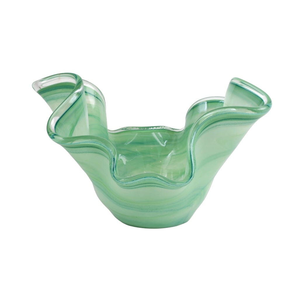 Medium-Sized Italian Mouthblown Vietri Onda Green Glass Bowl