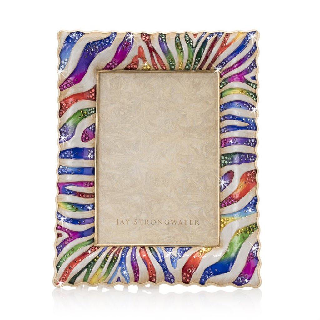 Jay Strongwater 5 x 7 Wyatt Zebra Frame with 14K Gold Finish