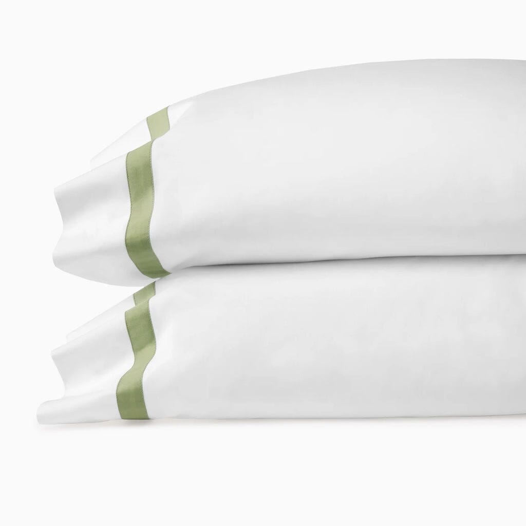 Sferra Estate 22 x 33 Standard Pillowcase Pair in Pristine White with Colorful Sateen Applique