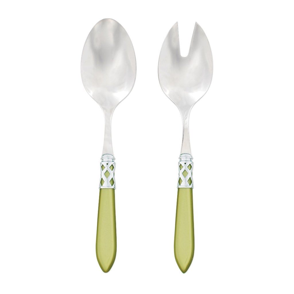 Vietri Aladdin Set of Shiny Chrome Salad Servers, Handmade in Italy