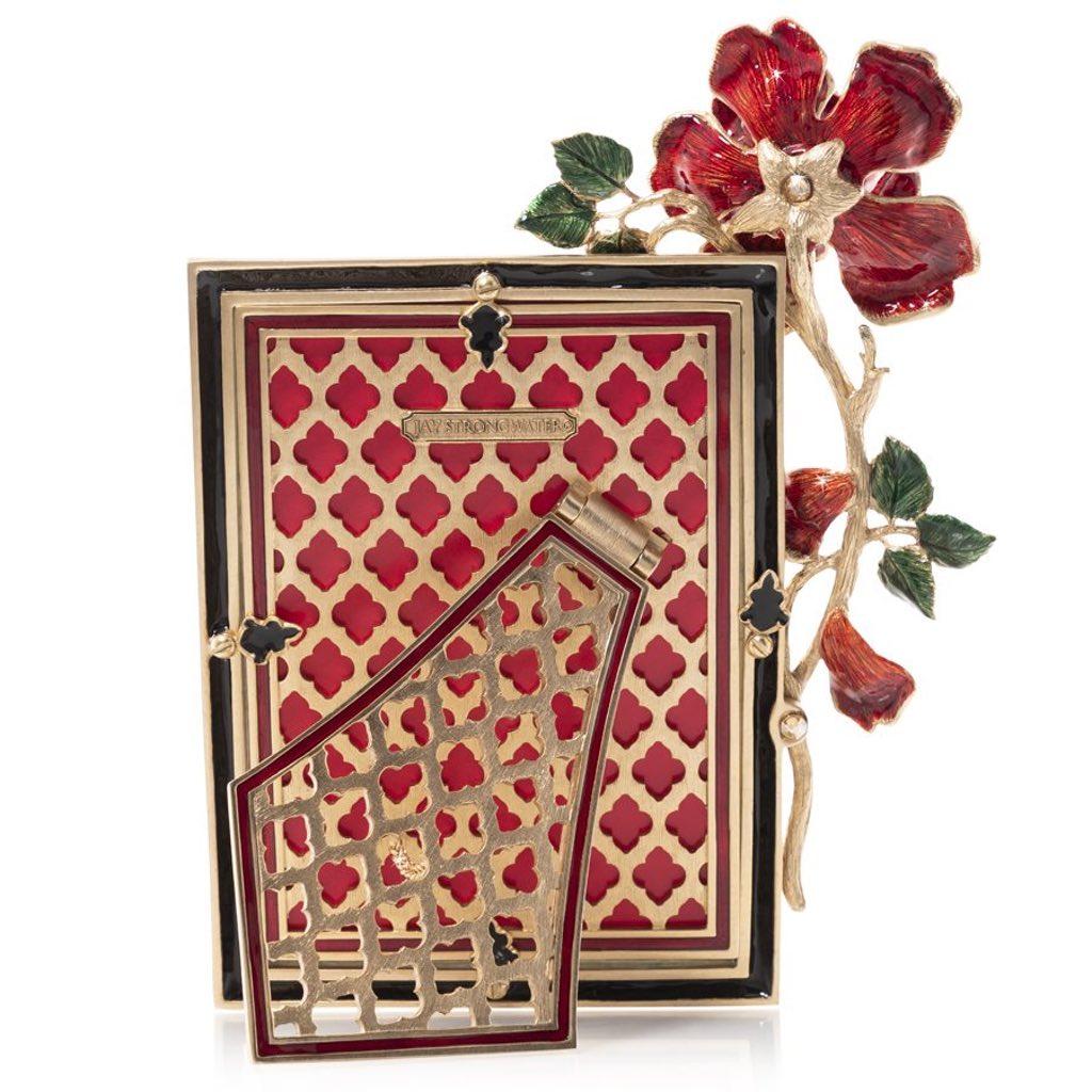 Jay Strongwater 14K Gold Gilded Rylee Night Bloom 5x7 Rose Picture Frame