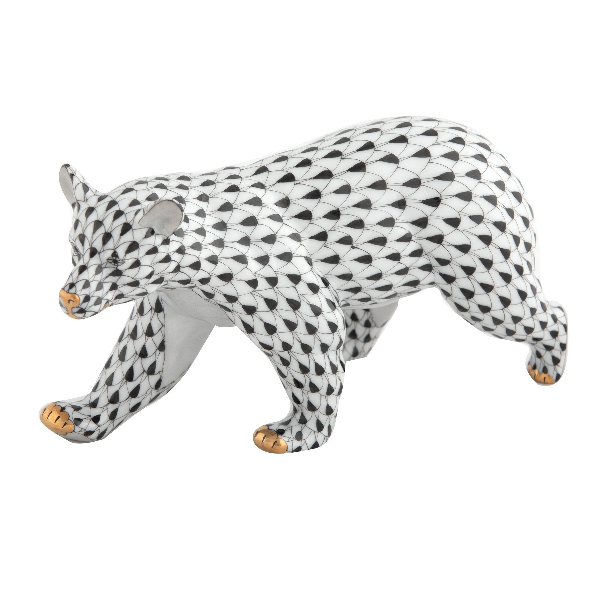 Exquisite Herend Handmade Walking Bear Porcelain Figurine