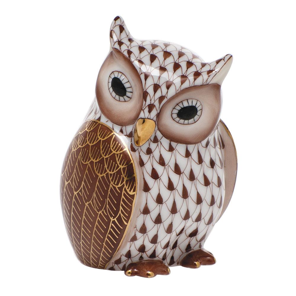 Handmade Hungarian Herend Mother Owl Porcelain Figurine