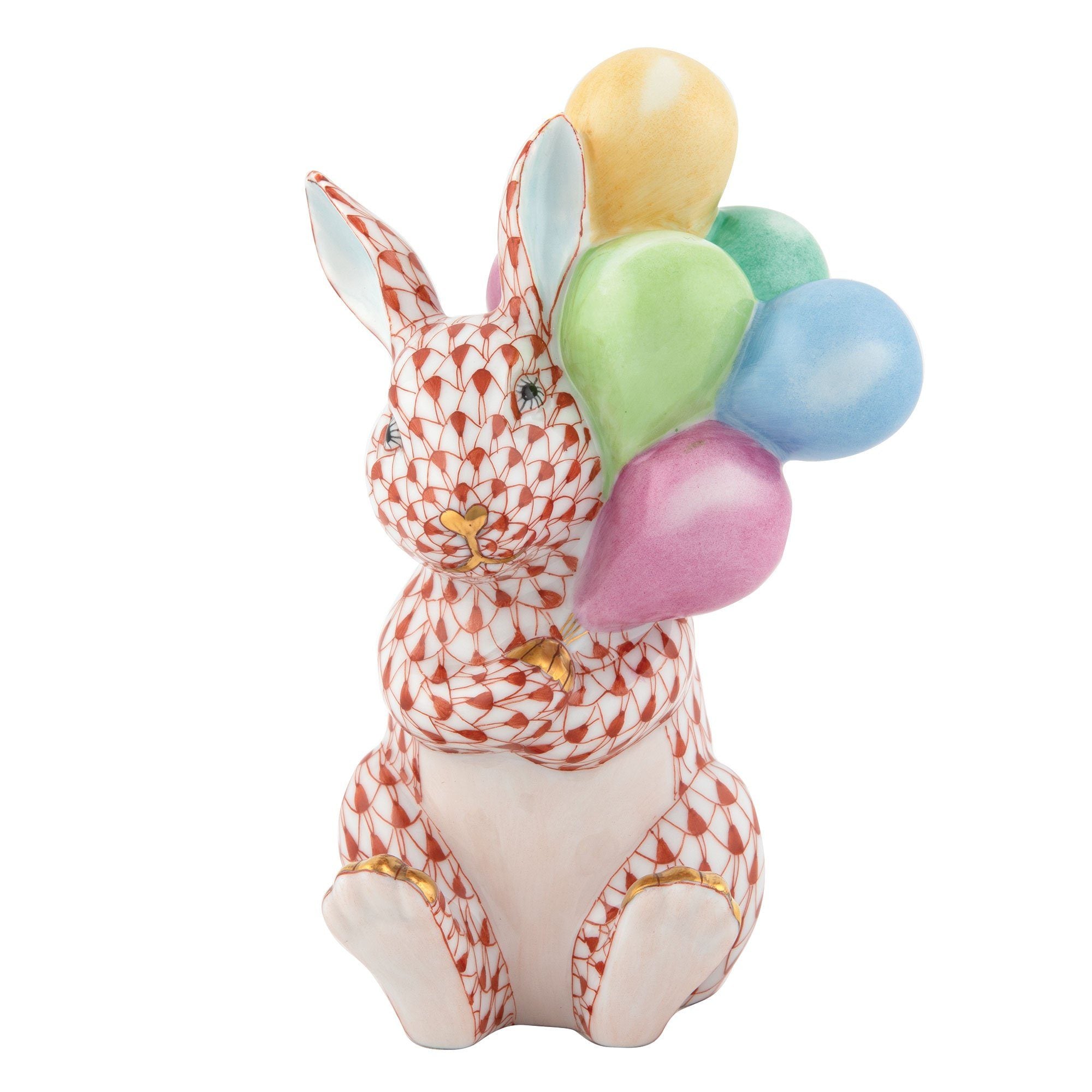 Exquisite Handmade Herend Balloon Bunny Porcelain Figurine for Collectors