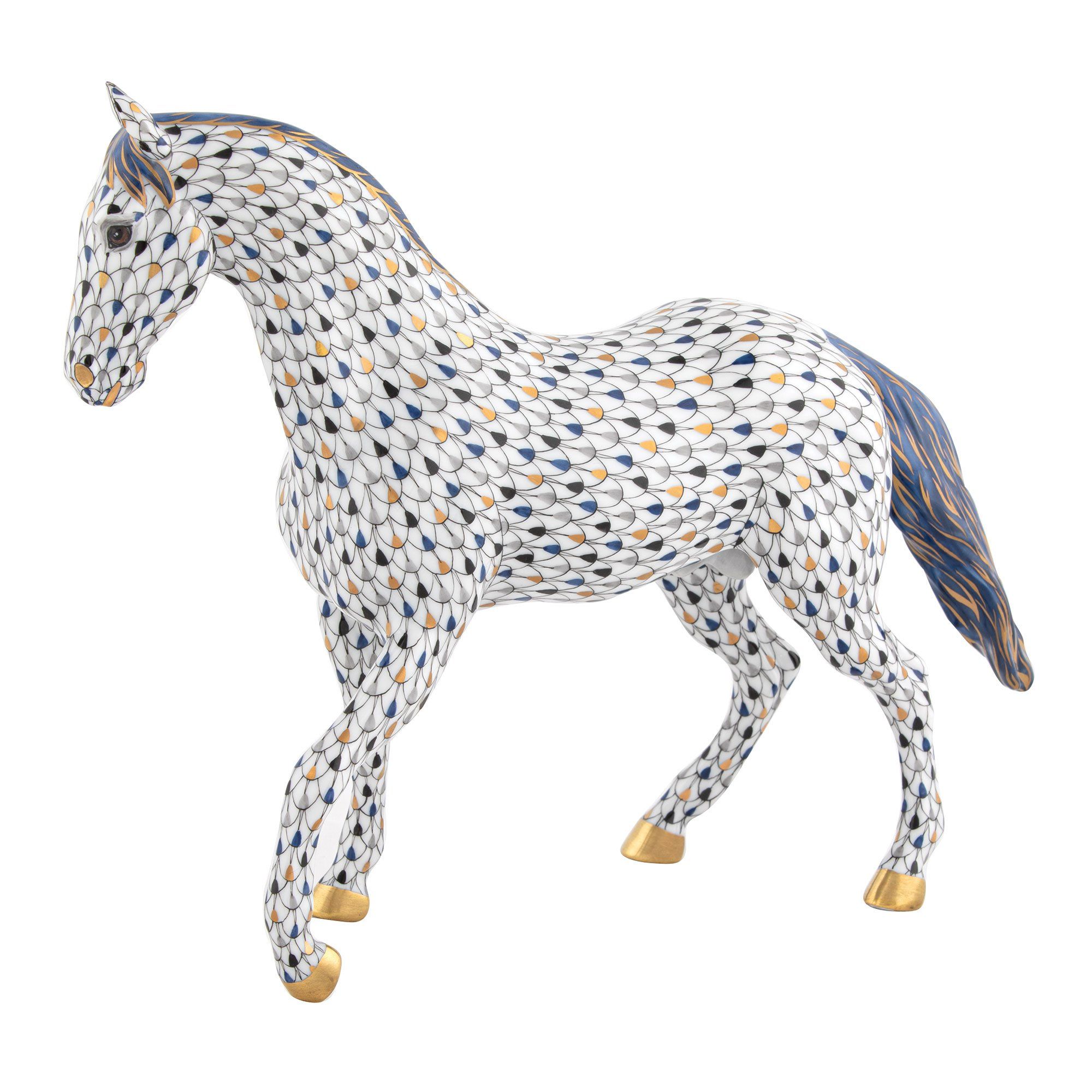 Limited Edition Hand - Painted Herend Porcelain Horse Figurine for Collectors
