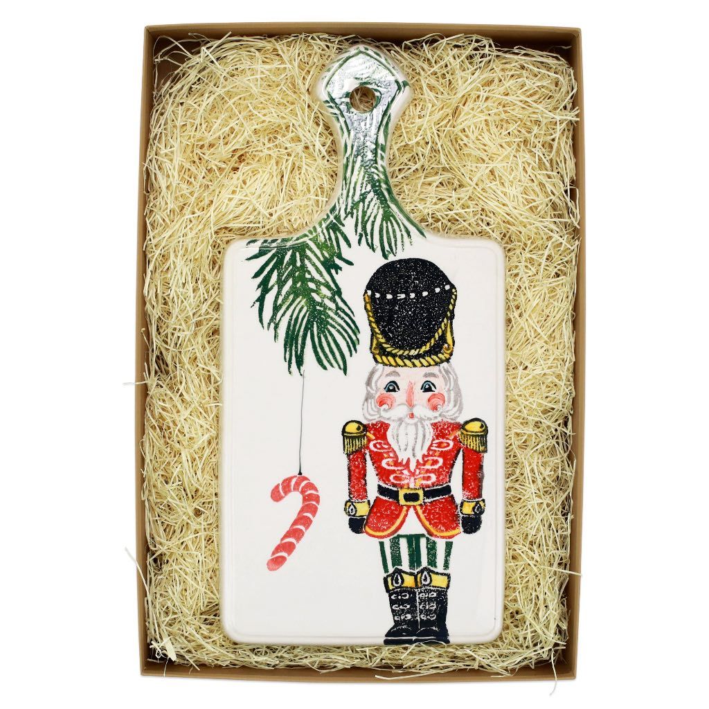 Hand - painted Italian Terra Bianca Nutcrackers - themed Cheese Board