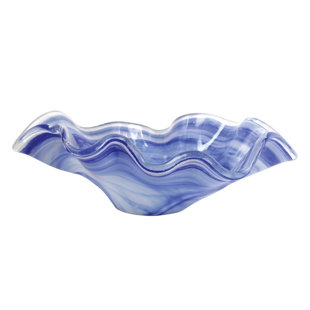 Large Cobalt Blue Mouth - Blown Italian Vietri Onda Glass Bowl