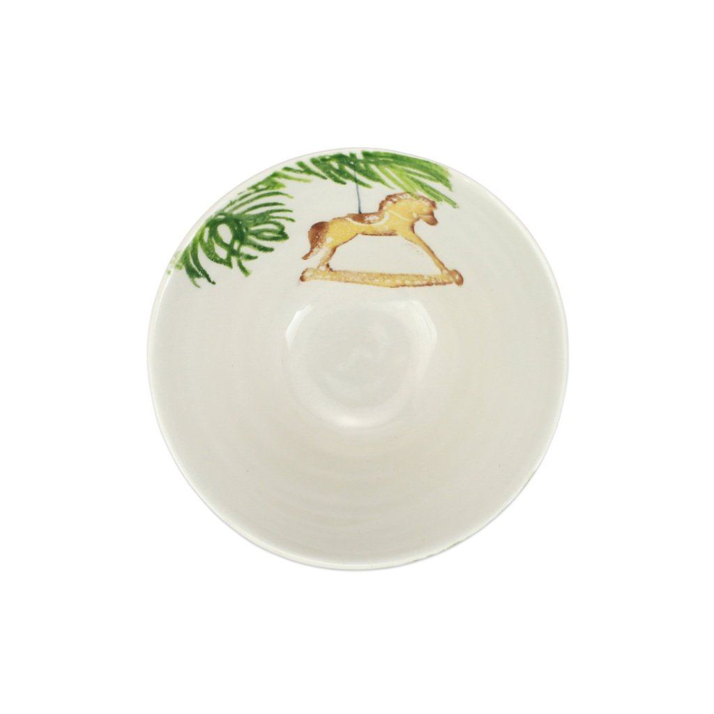 Vietri Hand - Painted Nutcrackers Themed Rocking Horse - Shaped Ceramic Cereal Bowl for Christmas