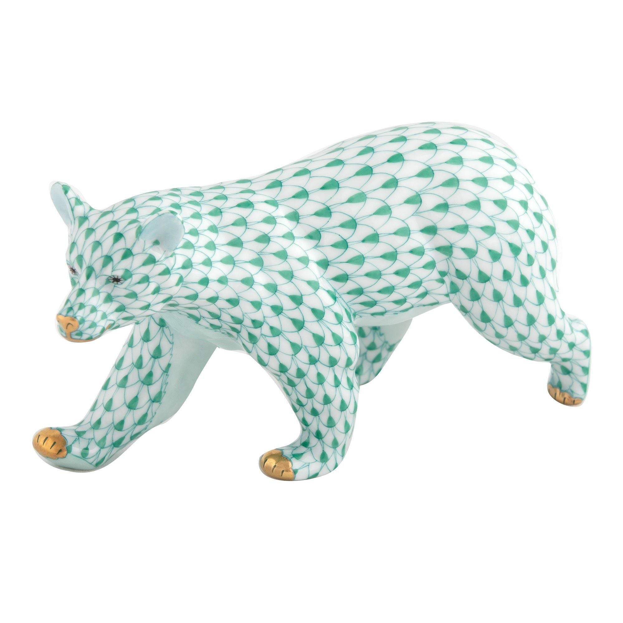 Exquisite Herend Handmade Walking Bear Porcelain Figurine