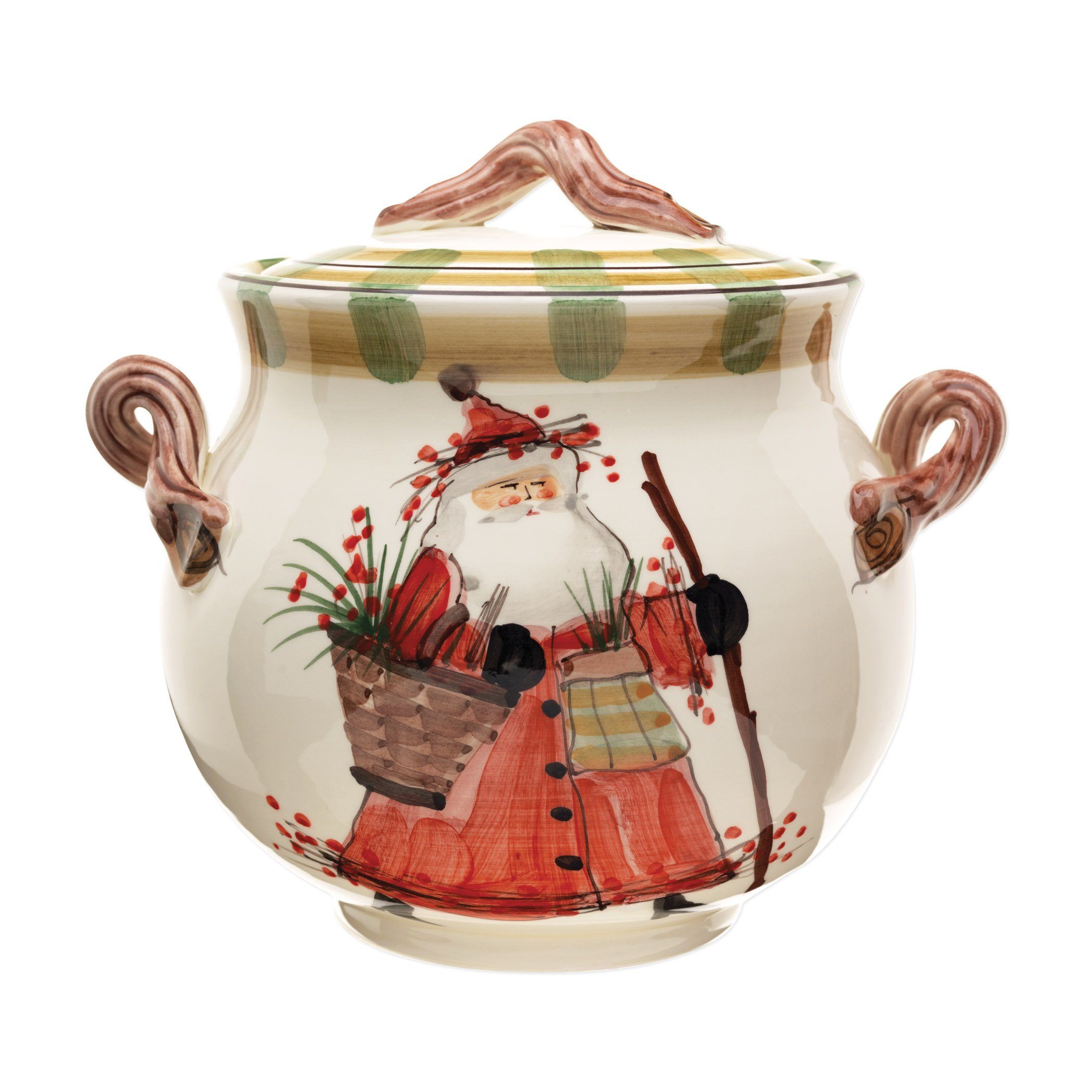 Vietri Biscotti Jar Featuring Old St. Nick Design