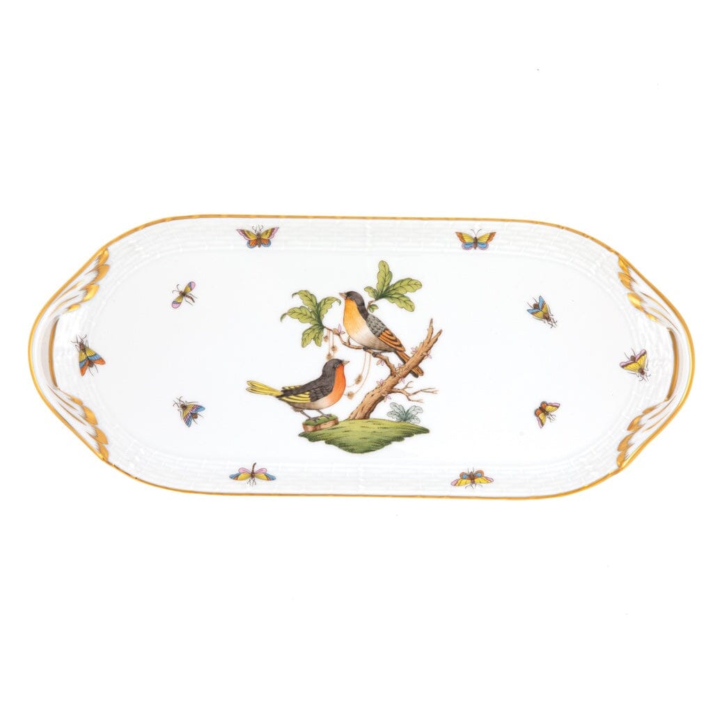 Exquisite Herend Rothschild Bird Collection Hand - painted Porcelain Sandwich Tray