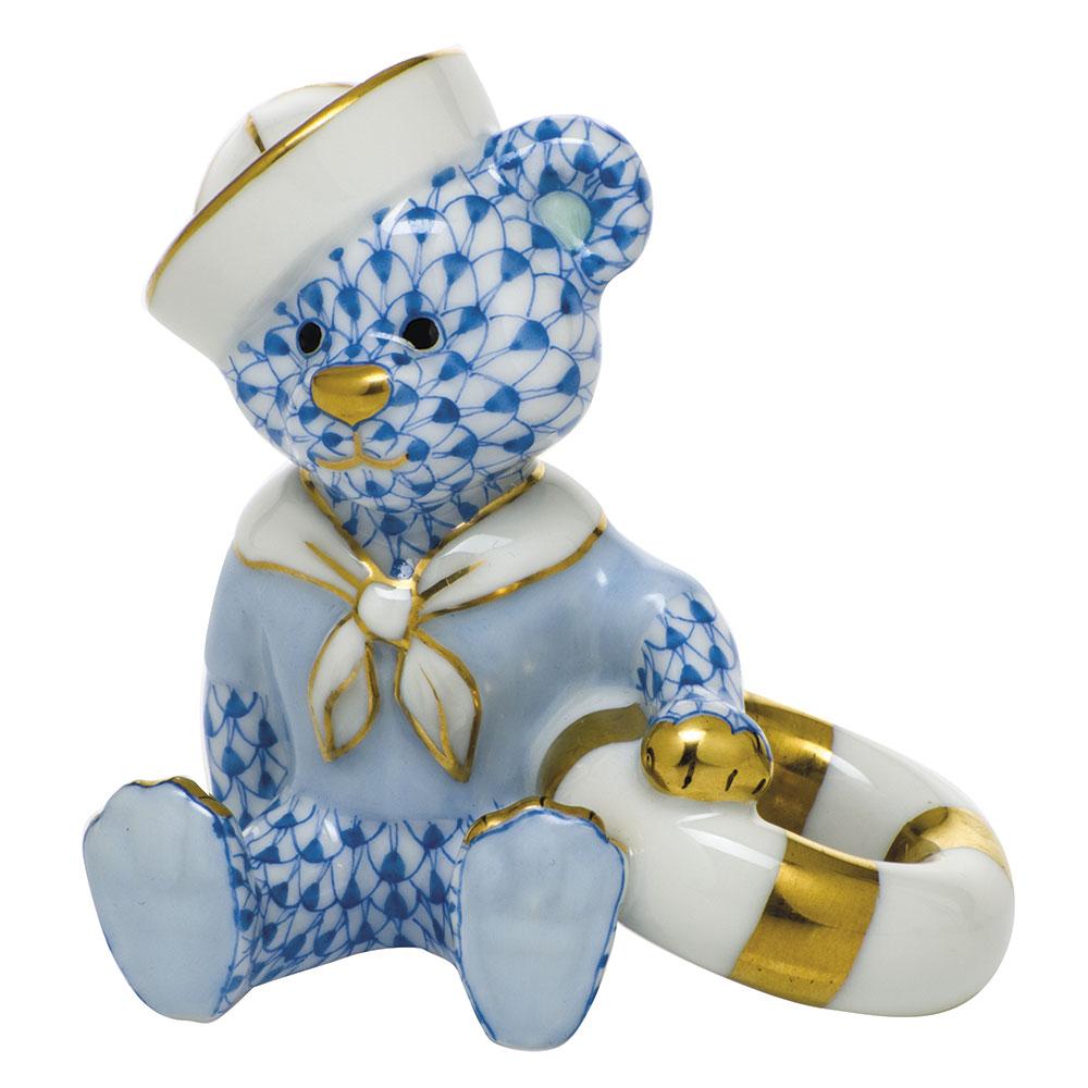 Handmade and Hand - painted Herend Sailor Bear Porcelain Figurine