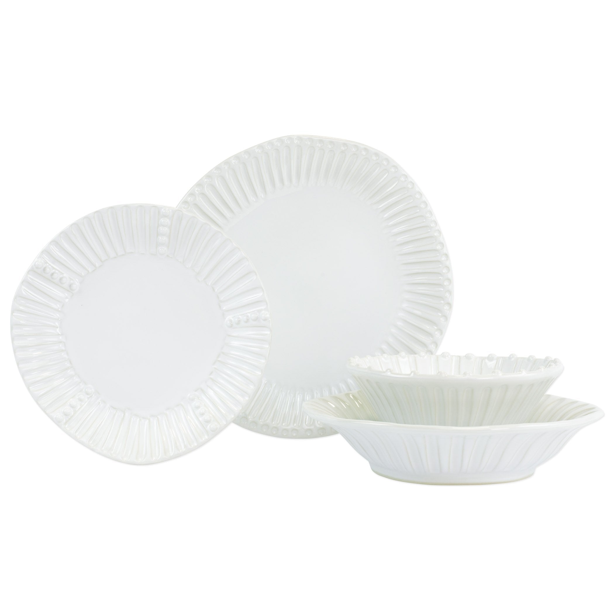 Vietri Incanto Stoneware Four-Piece Place Setting with Stripe Design
