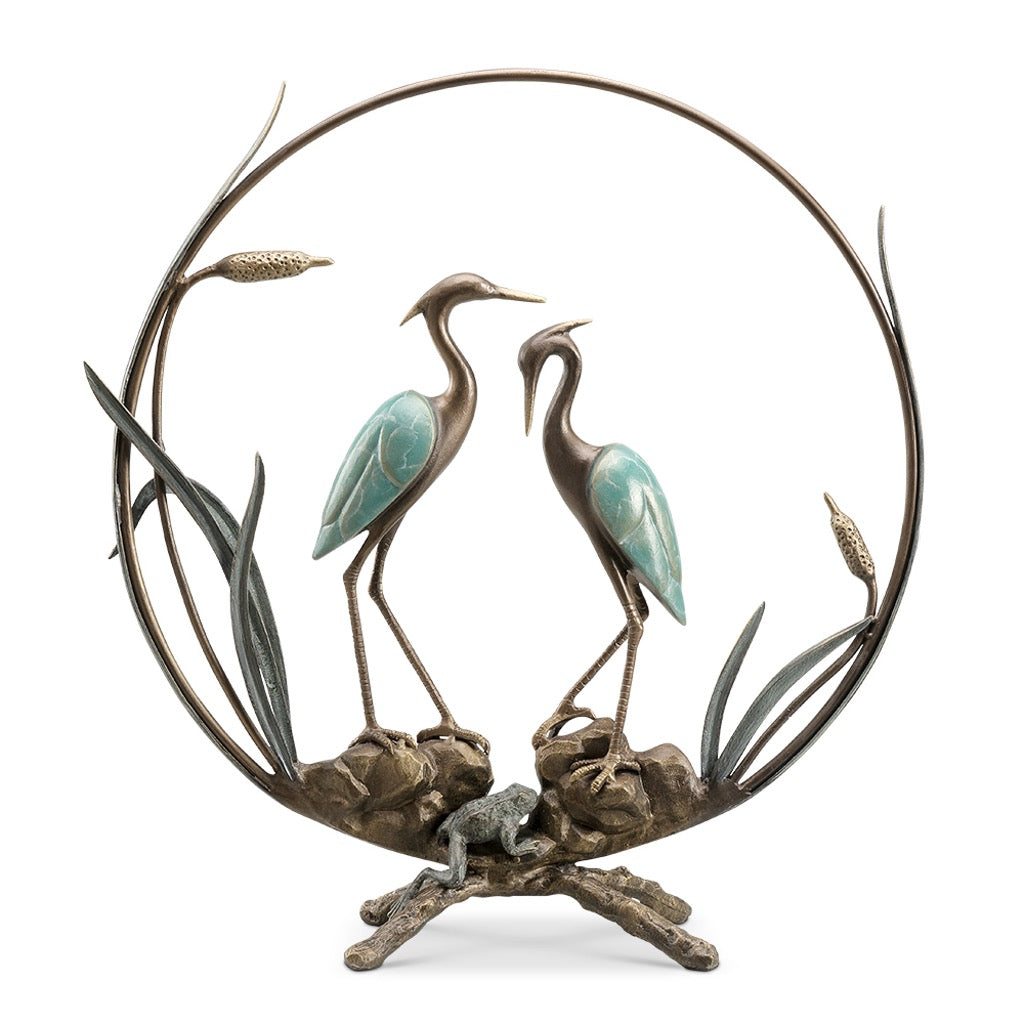 SPI Home Aluminum Heron Romantic Sculpture for Indoor and Outdoor Decoration