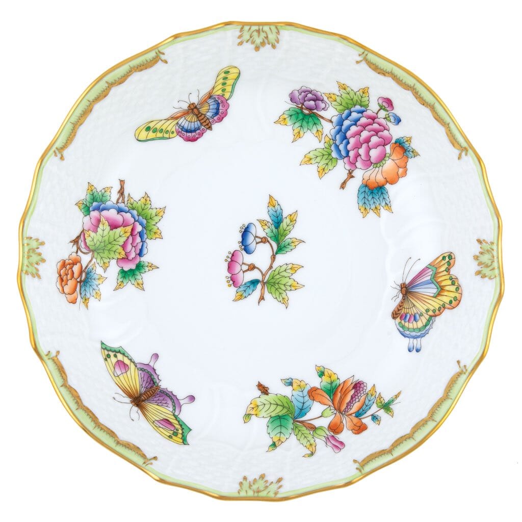 Luxurious Herend Queen Victoria Pattern Scalloped Porcelain Dinner Bowl