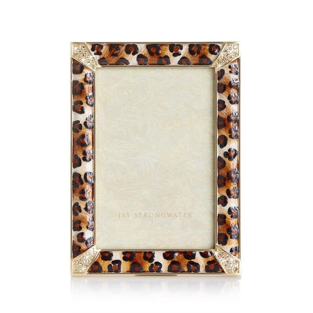 Jay Strongwater Decorative 4 x 6 Picture Frame with Hand - enameled Leopard Spotted Pave Design