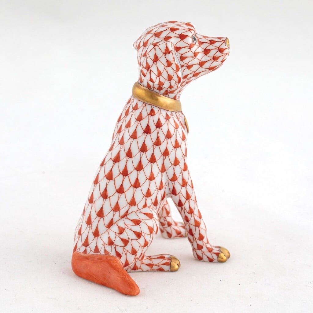 Herend Handmade Young Golden Retriever Puppy Porcelain Figurine for Dog Lovers