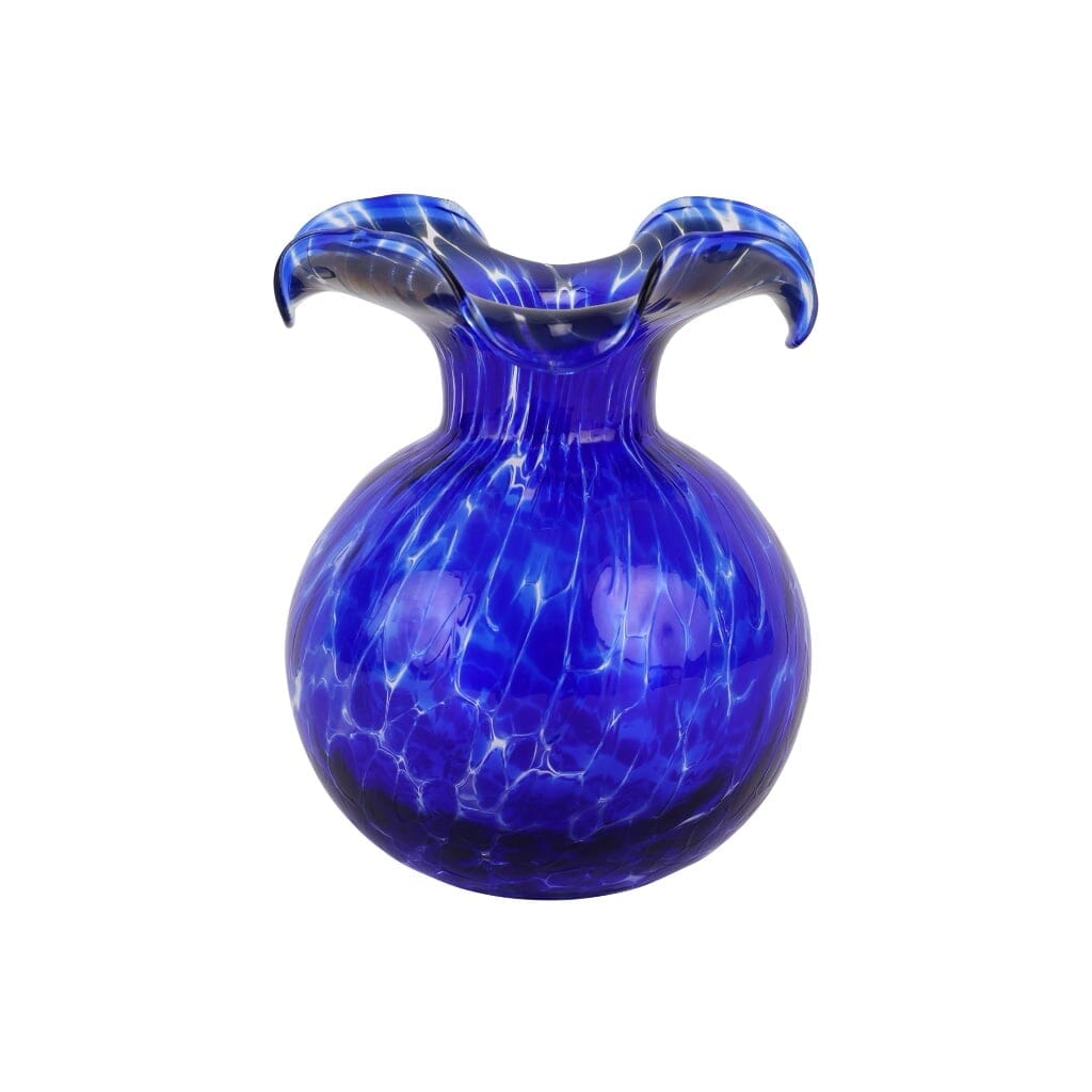 Vietri Exquisite Cobalt Tortoiseshell Mouth-Blown Glass Bud Vase Inspired by Hibiscus Flower