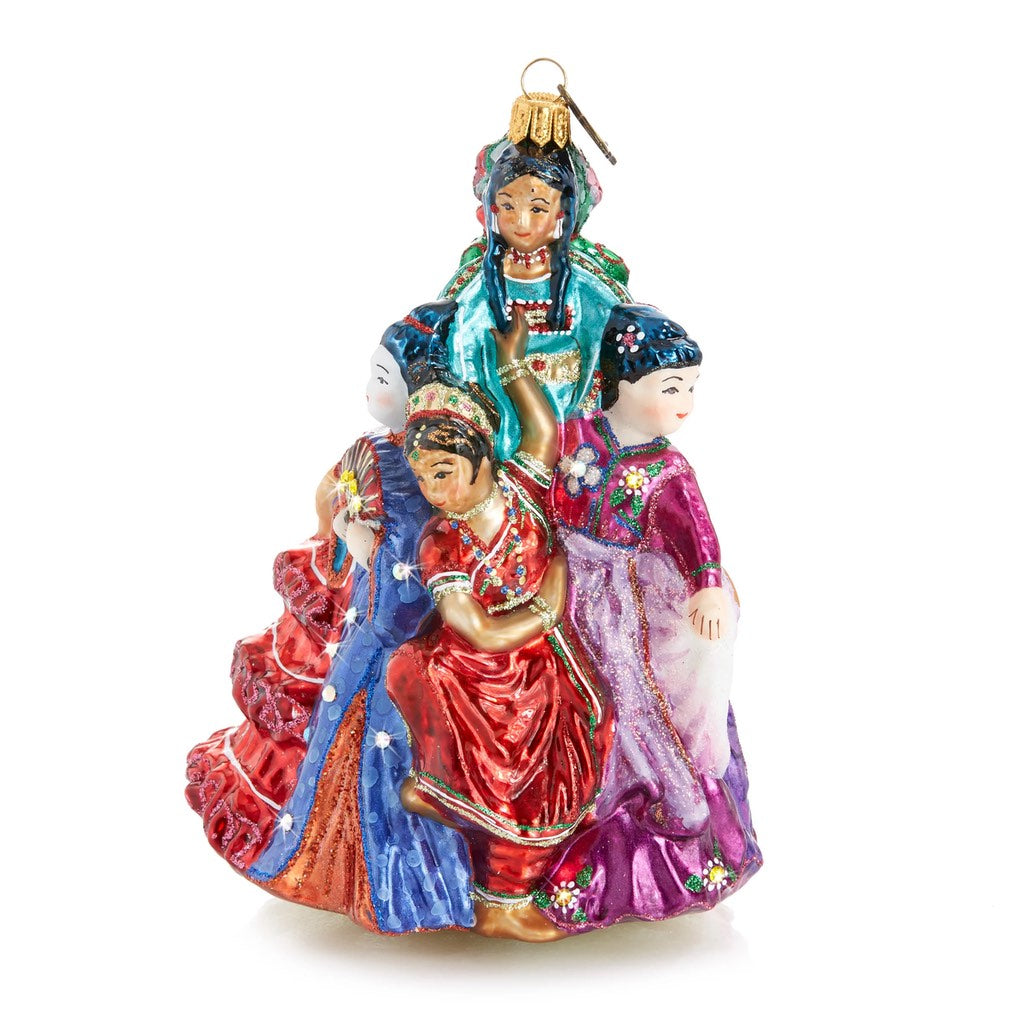 Jay Strongwater Handmade Nine Ladies Dancing Glass Ornament from Poland