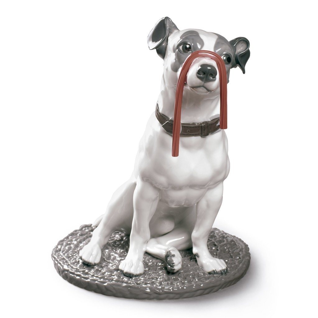Exquisite Lladro Handmade Porcelain Figurine of Jack Russell Terrier with Licorice
