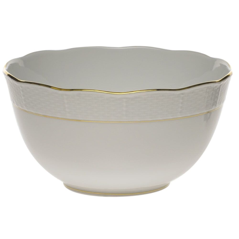 Herend Classic Round Porcelain Bowl with Stunning 24K Golden Edge