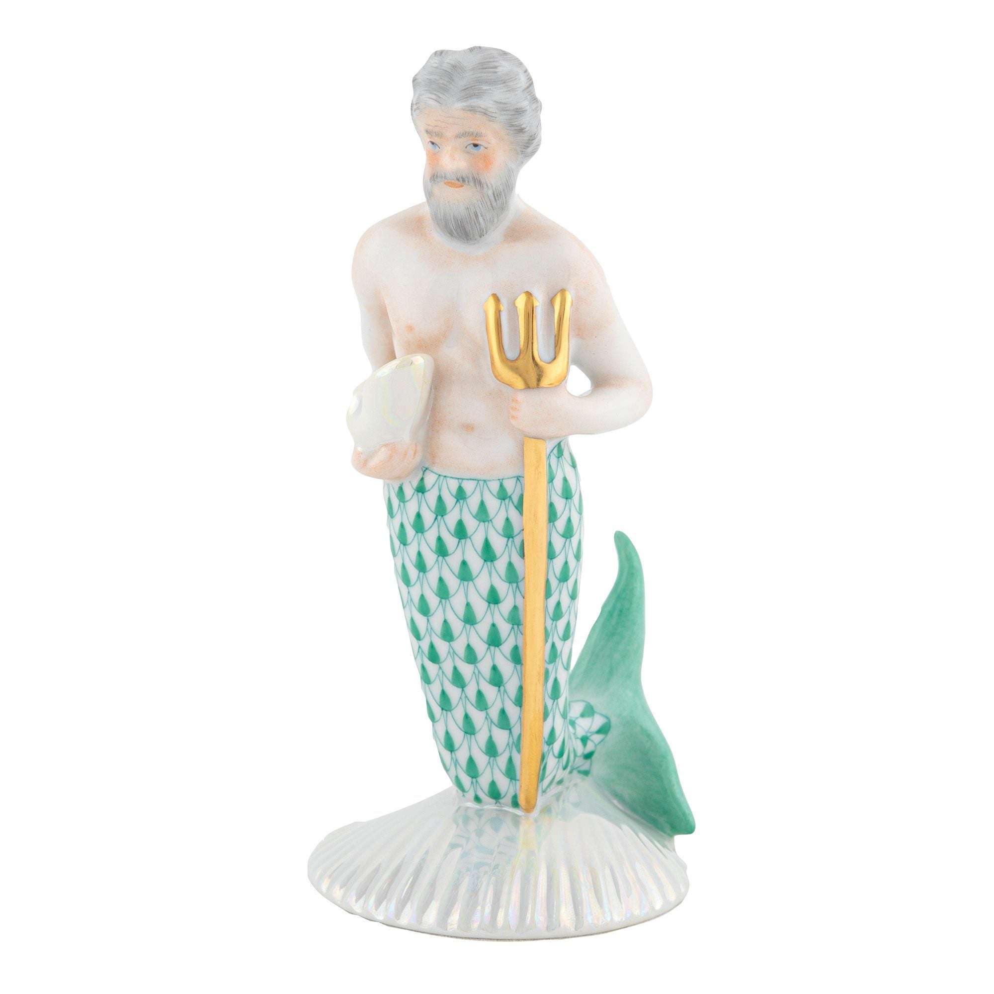 Exquisite Handmade Herend Neptune Porcelain Figurine