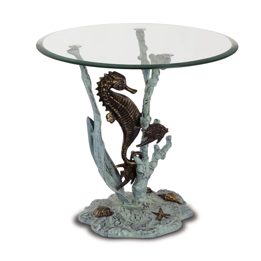 SPI Home Decorative Coastal Seahorse-Styled End Table for Living Spaces