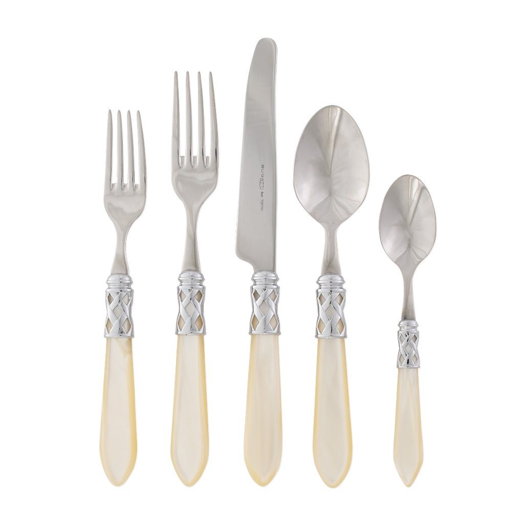Vietri Aladdin Brilliant Stainless Steel Five-Piece Dinnerware Place Setting