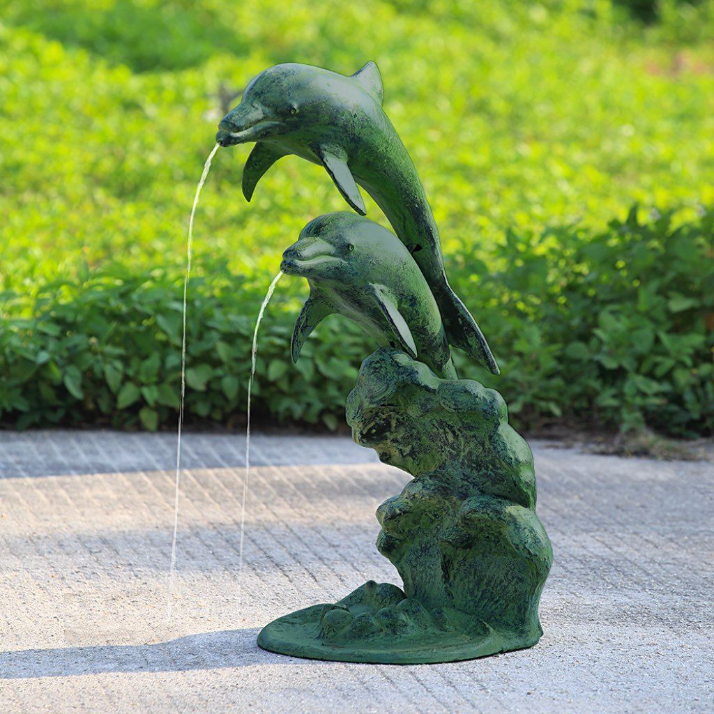 SPI Garden Decorative Leaping Dolphins Water Spitter Sculpture