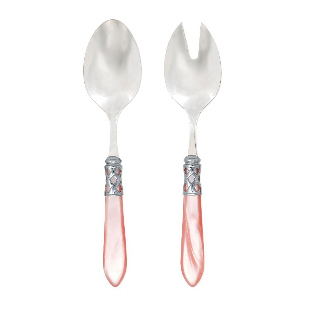 Vietri Aladdin Set of Shiny Chrome Salad Servers, Handmade in Italy