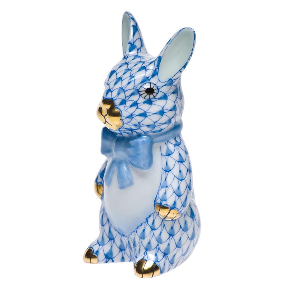 Exquisite Hand - painted Herend Bunny Figurine with Bowtie