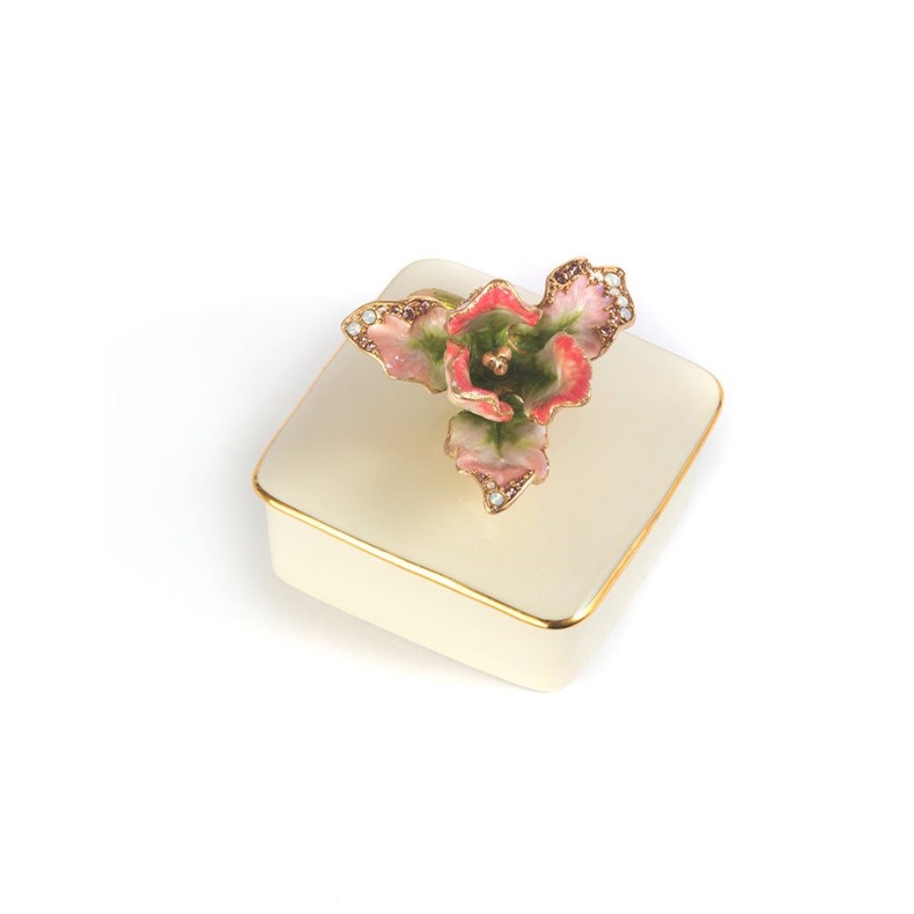 Exquisite Jay Strongwater Lainey Tulip 14K Gold - Finished Porcelain Box