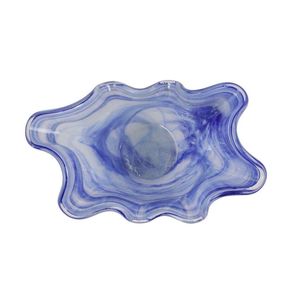 Medium-sized Cobalt Blue Italian Mouth-blown Vietri Onda Glass Bowl
