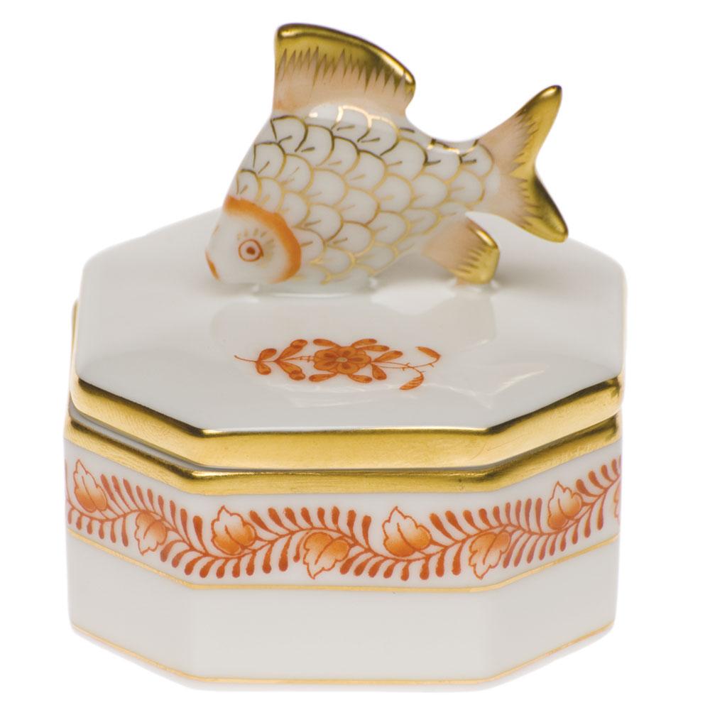 Exquisite Hand - painted Herend Petite Octagonal Fish Box