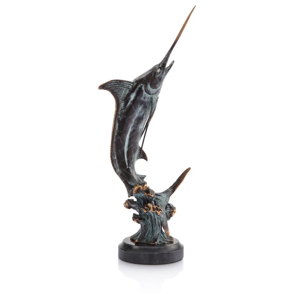 SPI Gallery Handmade Solid Brass Hunting Marlin Trophy Fish Sculpture