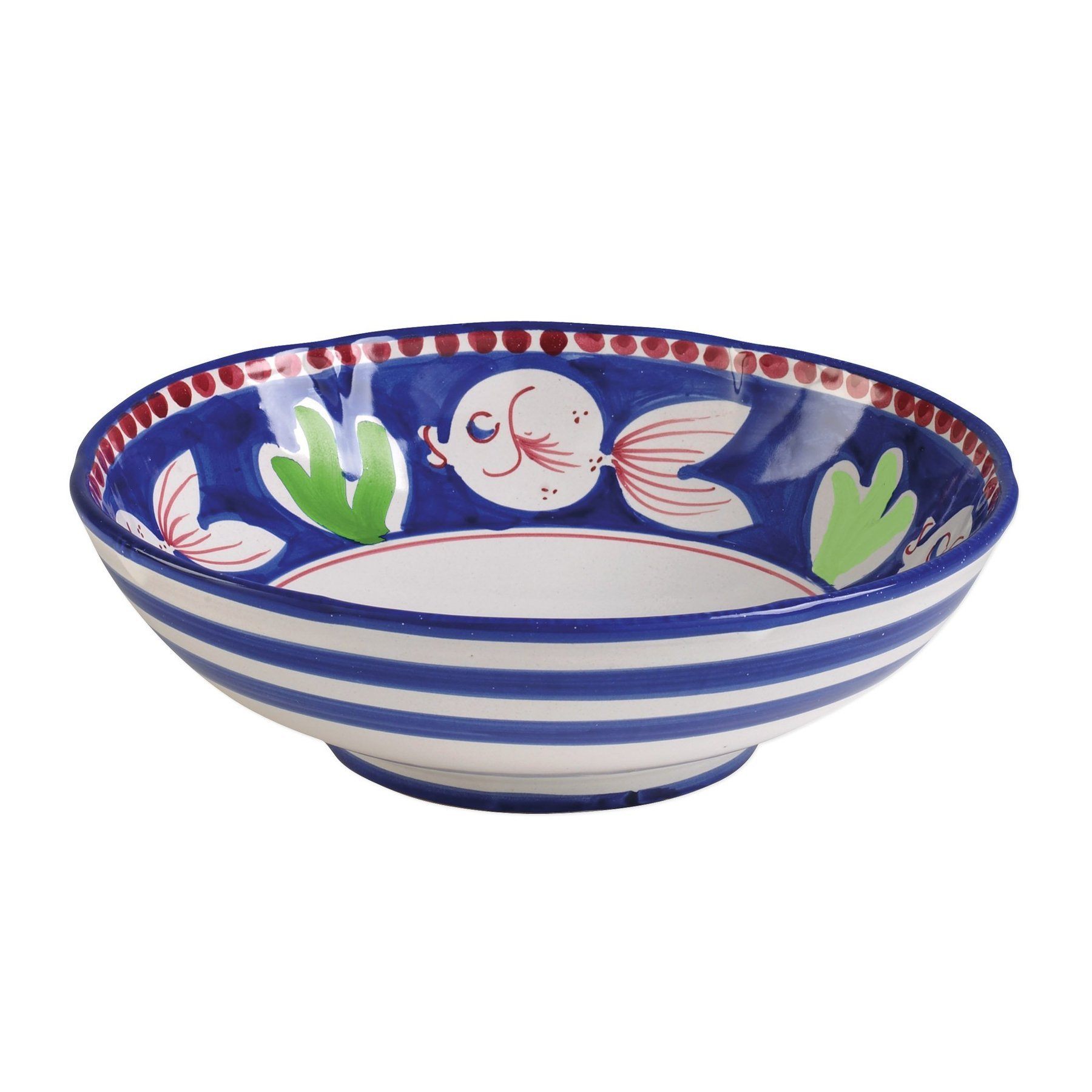 Vietri Large Italian Handmade Serving Bowl with Campagna Pesce Design