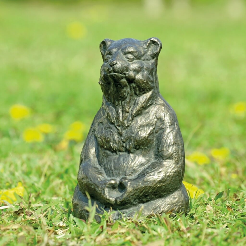SPI Aluminum Garden Decorative Meditating Yoga Bear Statue Sculpture
